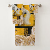 Serviette de bain jaune vif Jeux Cheval blanc (En situation)