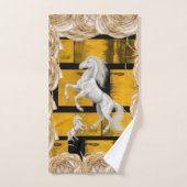Serviette de bain jaune vif Jeux Cheval blanc (Serviette à main)