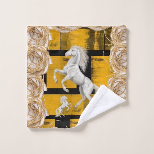 Serviette de bain jaune vif Jeux Cheval blanc (Gant de toilette)