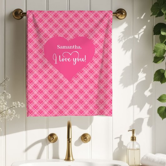Serviette de bain Joyeuse Saint-Valentin Cœurs Amo