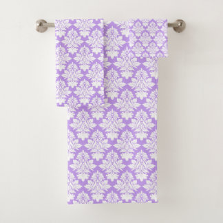 Serviette de bain lavande et blanc Damas
