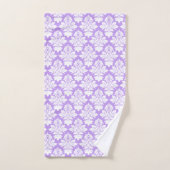 Serviette de bain lavande et blanc Damas (Serviette à main)