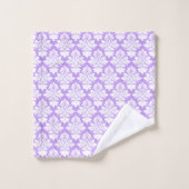 Serviette de bain lavande et blanc Damas (Gant de toilette)