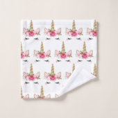 Serviette de bain licorne or rose floral mignonne  (Gant de toilette)