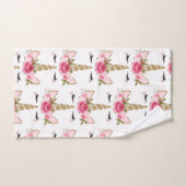 Serviette de bain licorne or rose floral mignonne  (Serviette à main)