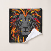Serviette de bain Lion | Orange Lion Head Illustra (Gant de toilette)