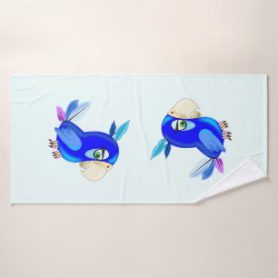 Serviette de bain Little Blue Parrots - Votre coul
