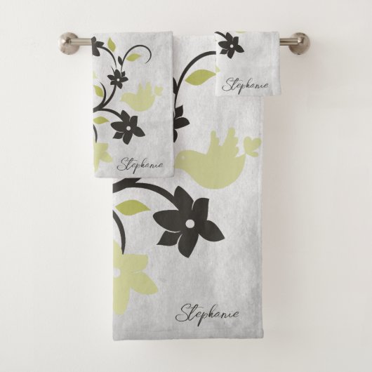 Serviette de bain Lovebirds jaune (En situation)