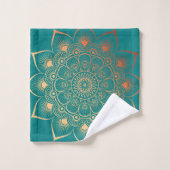 Serviette de bain Mandala Peach Bohemian Turquoise (Gant de toilette)