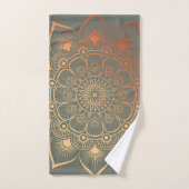 Serviette de bain Mandala Peach Green Sage Bohème (Serviette à main)