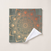 Serviette de bain Mandala Peach Green Sage Bohème (Gant de toilette)