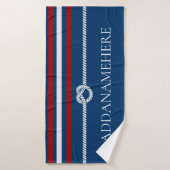 Serviette de bain marine et Red Stripes (Serviette de bain)