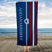 Serviette de bain marine et Red Stripes