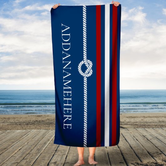 Serviette de bain marine et Red Stripes