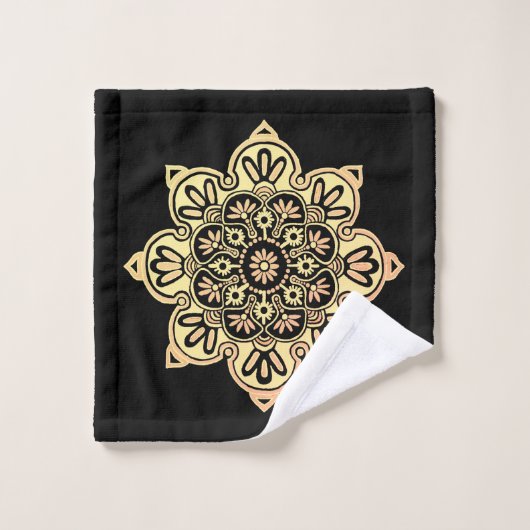 Serviette de bain Médaillons d'or sur noir (Gant de toilette)