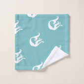 Serviette de bain Mermaid Turquoise Bleu Blanc Pla (Gant de toilette)