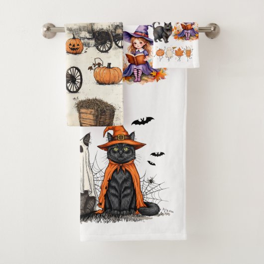 Serviette de bain mignonne d'Halloween, décoration (En situation)
