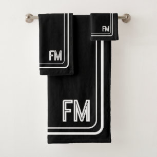 Serviette de bain moderne et élégante en noir et b