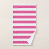 Serviette de bain moderne rose chaud et blanc (Serviette à main)