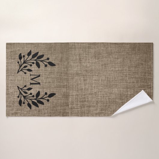 Serviette de bain Monogram Rustic Farmhouse Burlap (Serviette de bain)
