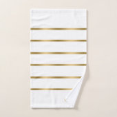 Serviette de bain motif à rayures blanches et doré (Serviette à main)