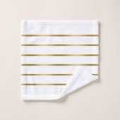 Serviette de bain motif à rayures blanches et doré (Gant de toilette)