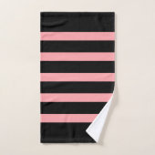 Serviette de bain motif à rayures noir et rose (Serviette à main)
