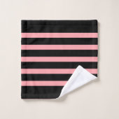 Serviette de bain motif à rayures noir et rose (Gant de toilette)