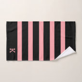 Serviette de bain motif à rayures noir et rose (Serviette à main)
