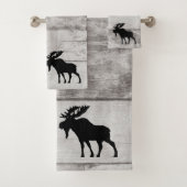 Serviette de bain Motif en bois gris Moose Silhoue (En situation)