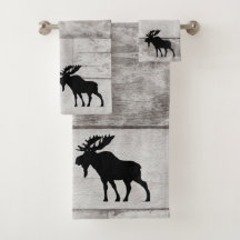 Serviette de bain Motif en bois gris Moose Silhoue