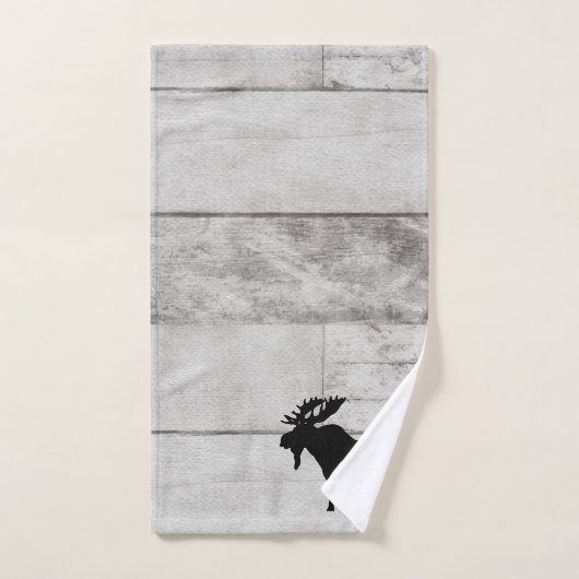 Serviette de bain Motif en bois gris Moose Silhoue (Serviette à main)