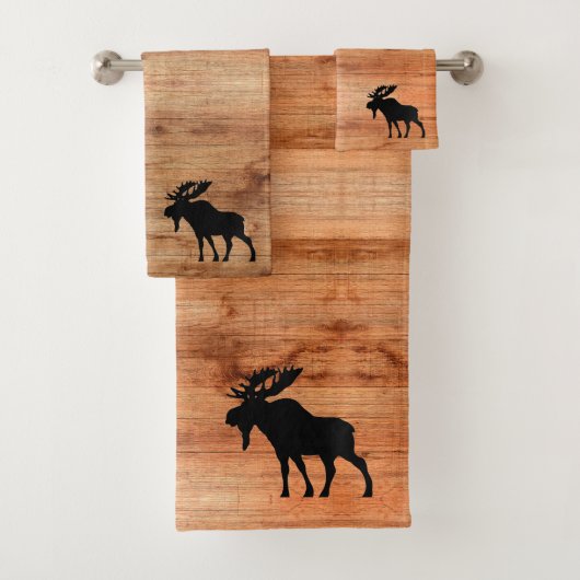 Serviette de bain Motif en bois Moose Silhouette (En situation)