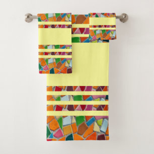 Serviette de bain Motif en mosaïque jaune clair