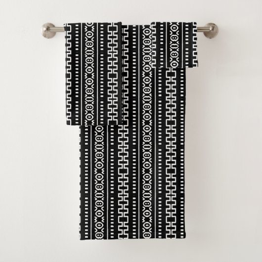 Serviette de bain Motif en tissu de boue noir afri (En situation)