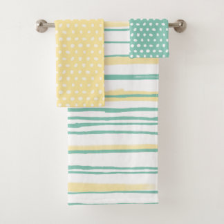 Serviette de bain Motif jaune et Turquoise