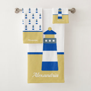 Serviette de bain Nautical Gold et bleu marine Lig