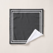 Serviette de bain noir/blanc monogramme classique (Gant de toilette)