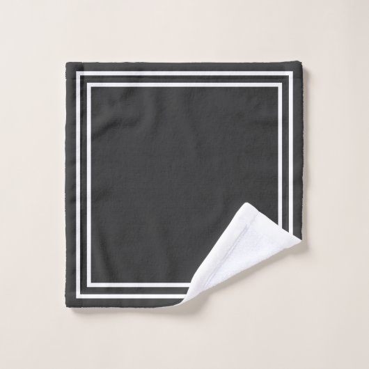 Serviette de bain noir/blanc monogramme classique (Gant de toilette)