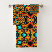 Serviette de bain orange et rouge (En situation)