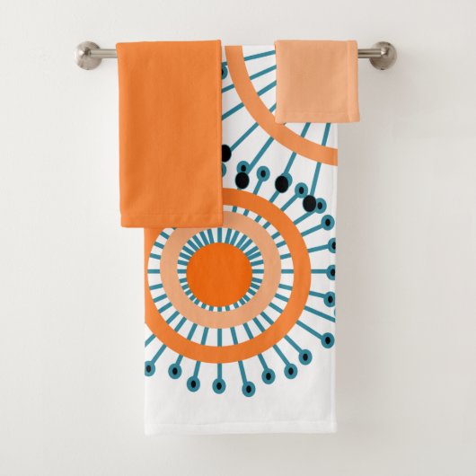 Serviette De Bain Orange Fleurie (En situation)