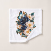 Serviette de bain Papillon Floral Bleu | Fleur Élé (Gant de toilette)
