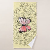 Serviette de bain papillon rose avec Roses Choisir (Serviette de bain)