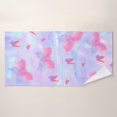 Serviette de bain papillon rose et violet (Serviette de bain)