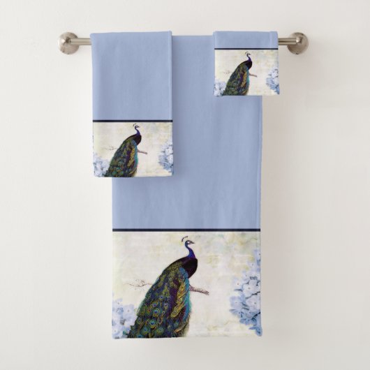 Serviette de bain Peacock et hydrangea (En situation)