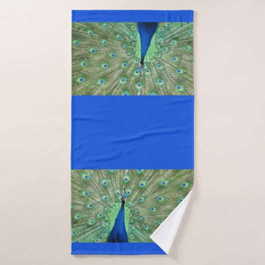 Serviette de bain - Peacock sur Royal Blue (Serviette de bain)