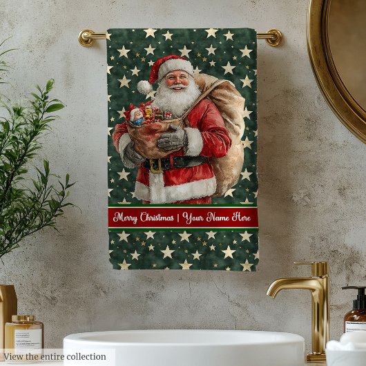 Serviette de bain Père Noël vintage pour Noël