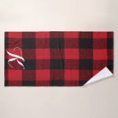 Serviette de bain personnalisée Buffle rouge Plaid (Serviette de bain)