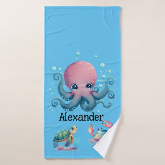 serviette de bain personnalisée en octopus