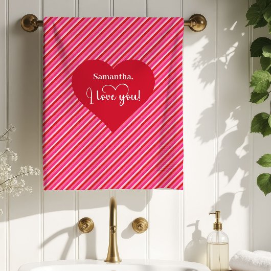 Serviette de bain personnalisée romantique pour la